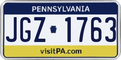PA license plate JGZ1763