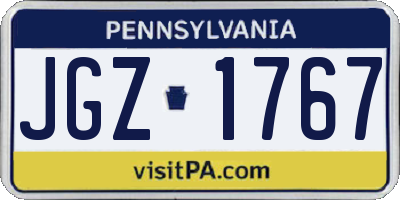 PA license plate JGZ1767
