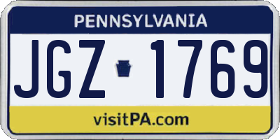 PA license plate JGZ1769