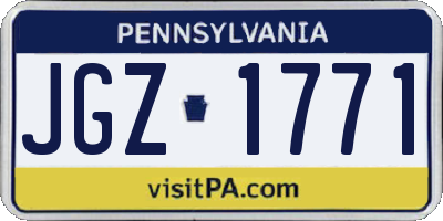 PA license plate JGZ1771