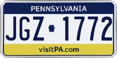 PA license plate JGZ1772