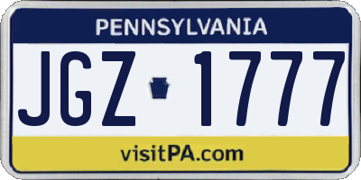 PA license plate JGZ1777