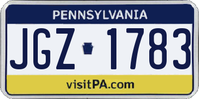 PA license plate JGZ1783