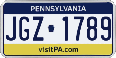 PA license plate JGZ1789