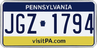 PA license plate JGZ1794