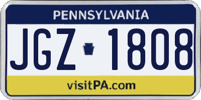 PA license plate JGZ1808