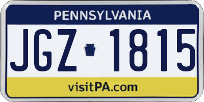 PA license plate JGZ1815