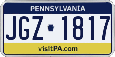 PA license plate JGZ1817