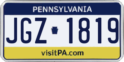 PA license plate JGZ1819