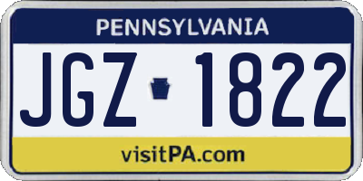 PA license plate JGZ1822