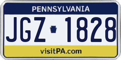 PA license plate JGZ1828