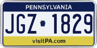 PA license plate JGZ1829