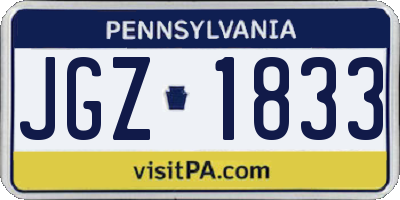 PA license plate JGZ1833