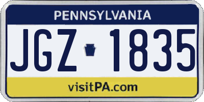 PA license plate JGZ1835