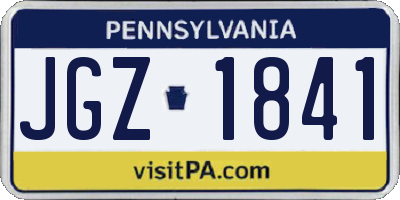 PA license plate JGZ1841