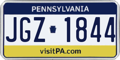 PA license plate JGZ1844