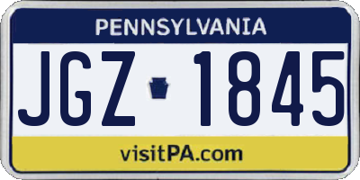 PA license plate JGZ1845