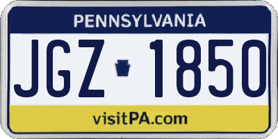 PA license plate JGZ1850