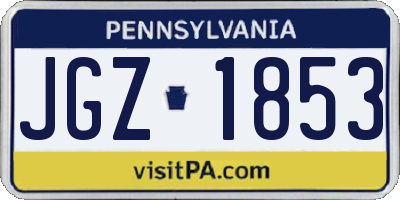 PA license plate JGZ1853