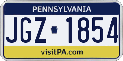 PA license plate JGZ1854