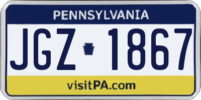 PA license plate JGZ1867