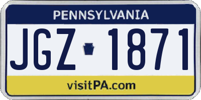 PA license plate JGZ1871