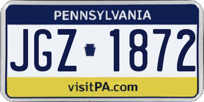 PA license plate JGZ1872