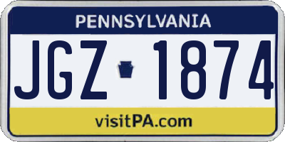 PA license plate JGZ1874