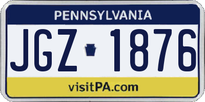 PA license plate JGZ1876