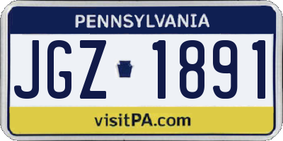 PA license plate JGZ1891