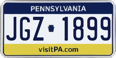 PA license plate JGZ1899