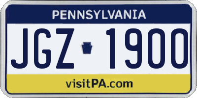 PA license plate JGZ1900
