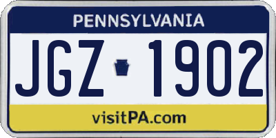 PA license plate JGZ1902