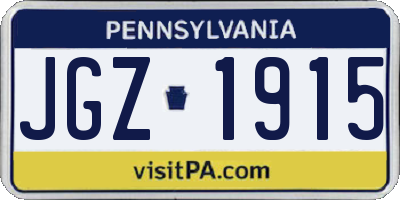 PA license plate JGZ1915