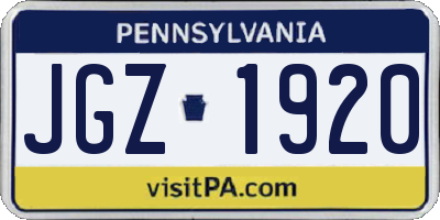 PA license plate JGZ1920