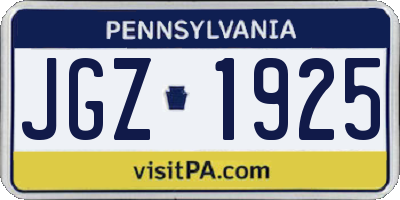 PA license plate JGZ1925