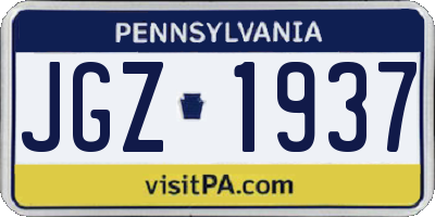 PA license plate JGZ1937
