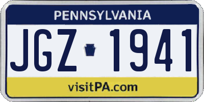 PA license plate JGZ1941