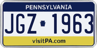 PA license plate JGZ1963
