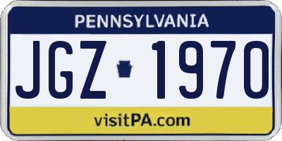 PA license plate JGZ1970