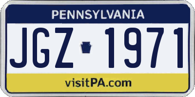 PA license plate JGZ1971
