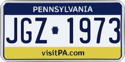 PA license plate JGZ1973
