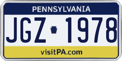 PA license plate JGZ1978