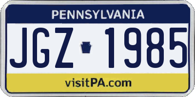 PA license plate JGZ1985