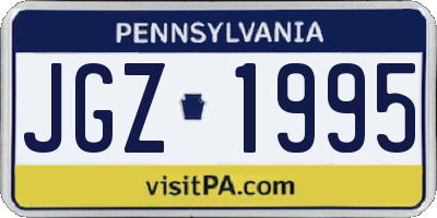 PA license plate JGZ1995
