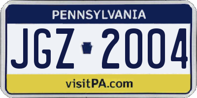 PA license plate JGZ2004