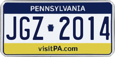 PA license plate JGZ2014