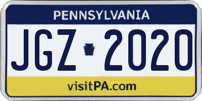 PA license plate JGZ2020