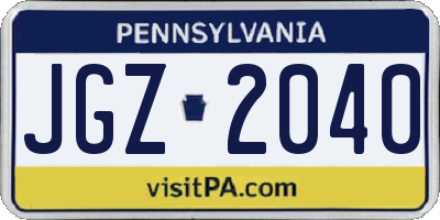 PA license plate JGZ2040