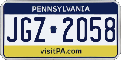 PA license plate JGZ2058